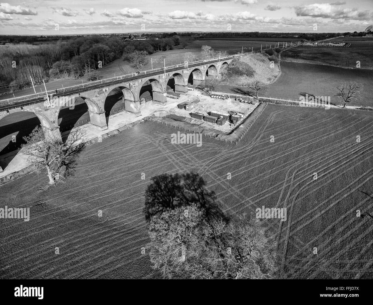 Holmes Chapel Eisenbahnviadukt Luftaufnahmen während Network Rail großen Tiefbau 14. Februar 2016 Stockfoto