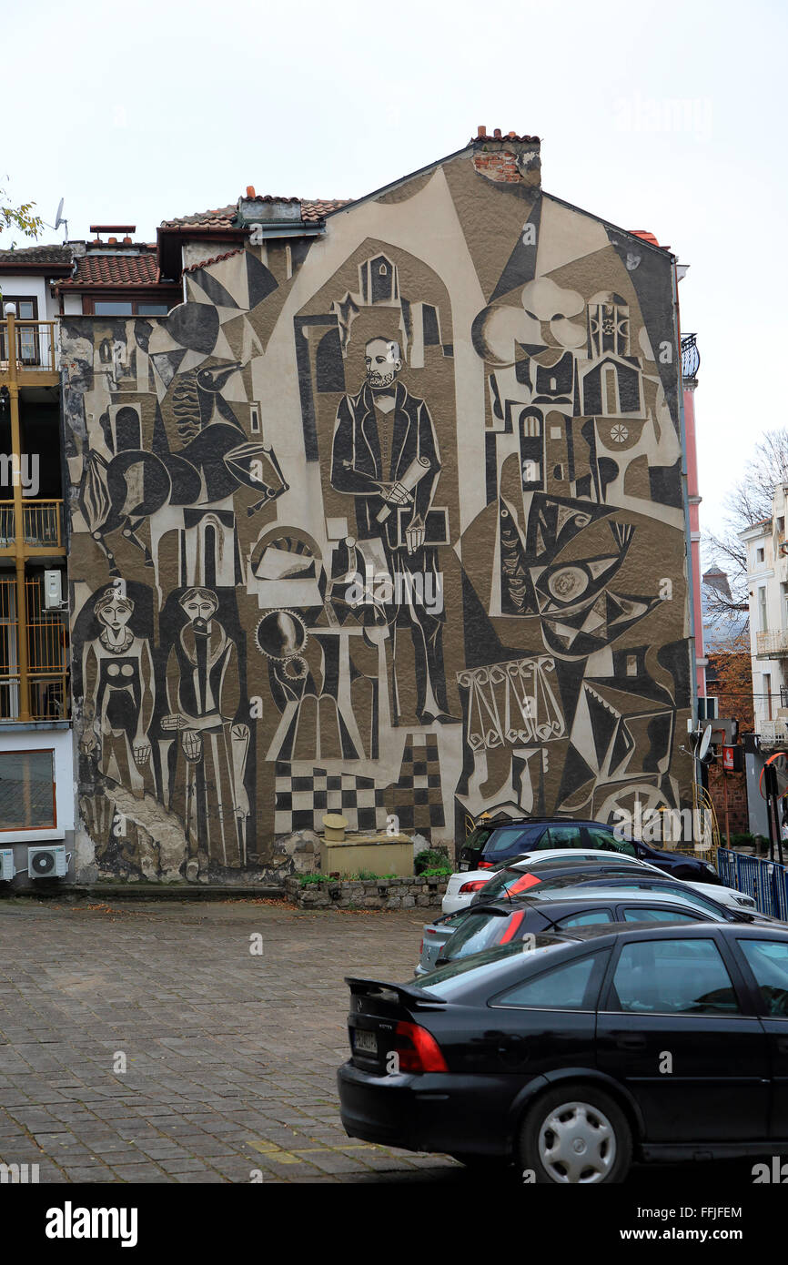 Hristo Danov Wand Wandbild, Plovdiv, Bulgarien, Osteuropa Stockfoto