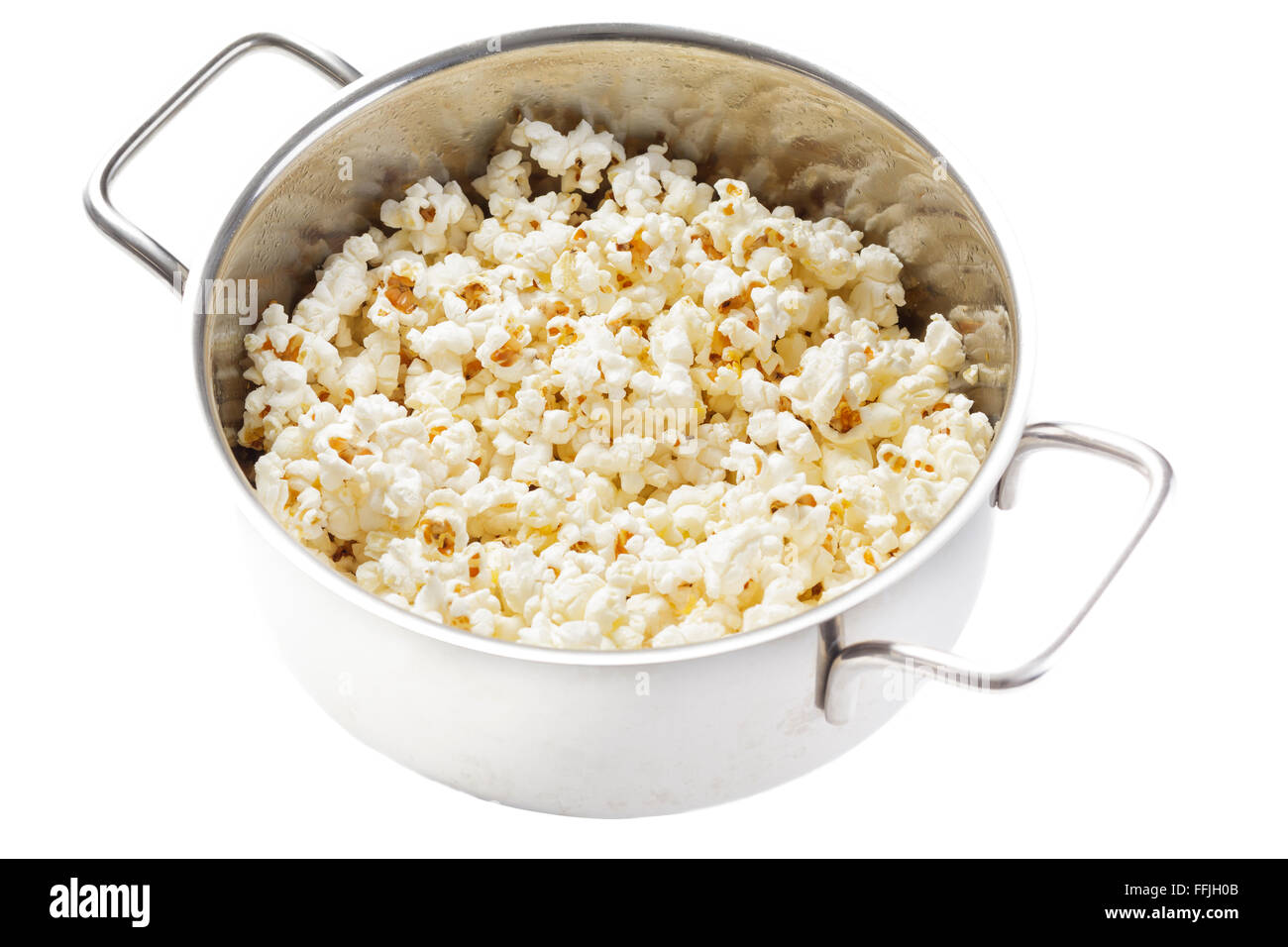 Popcorn im Topf Stockfoto