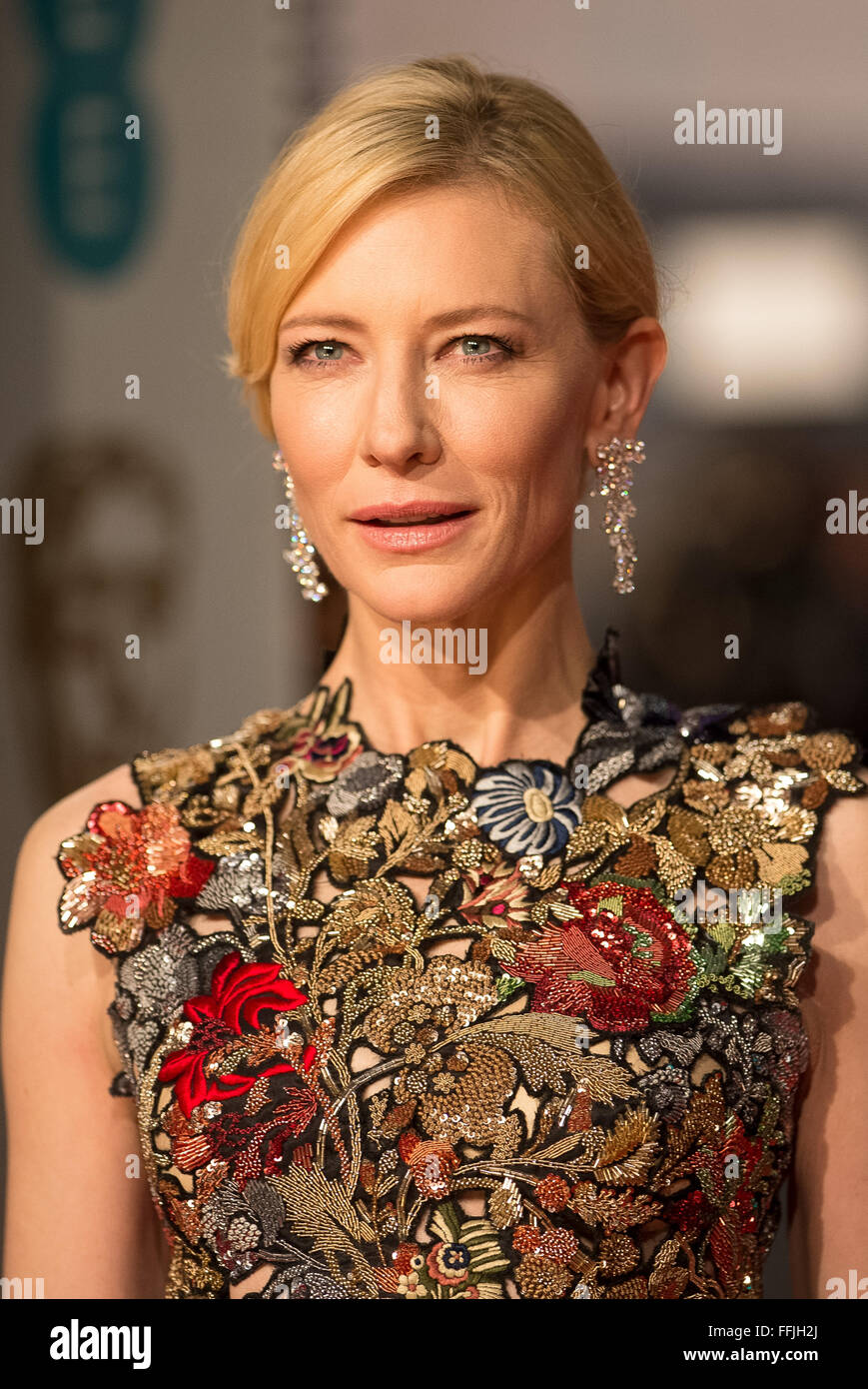 London, UK. 14. Februar 2016. Schauspielerin Cate Blanchett kommt bei den EE British Academy Film Awards, BAFTA Awards, am Royal Opera House in London, England, im 14. Februar 2016. Bildnachweis: Dpa picture Alliance/Alamy Live News Stockfoto