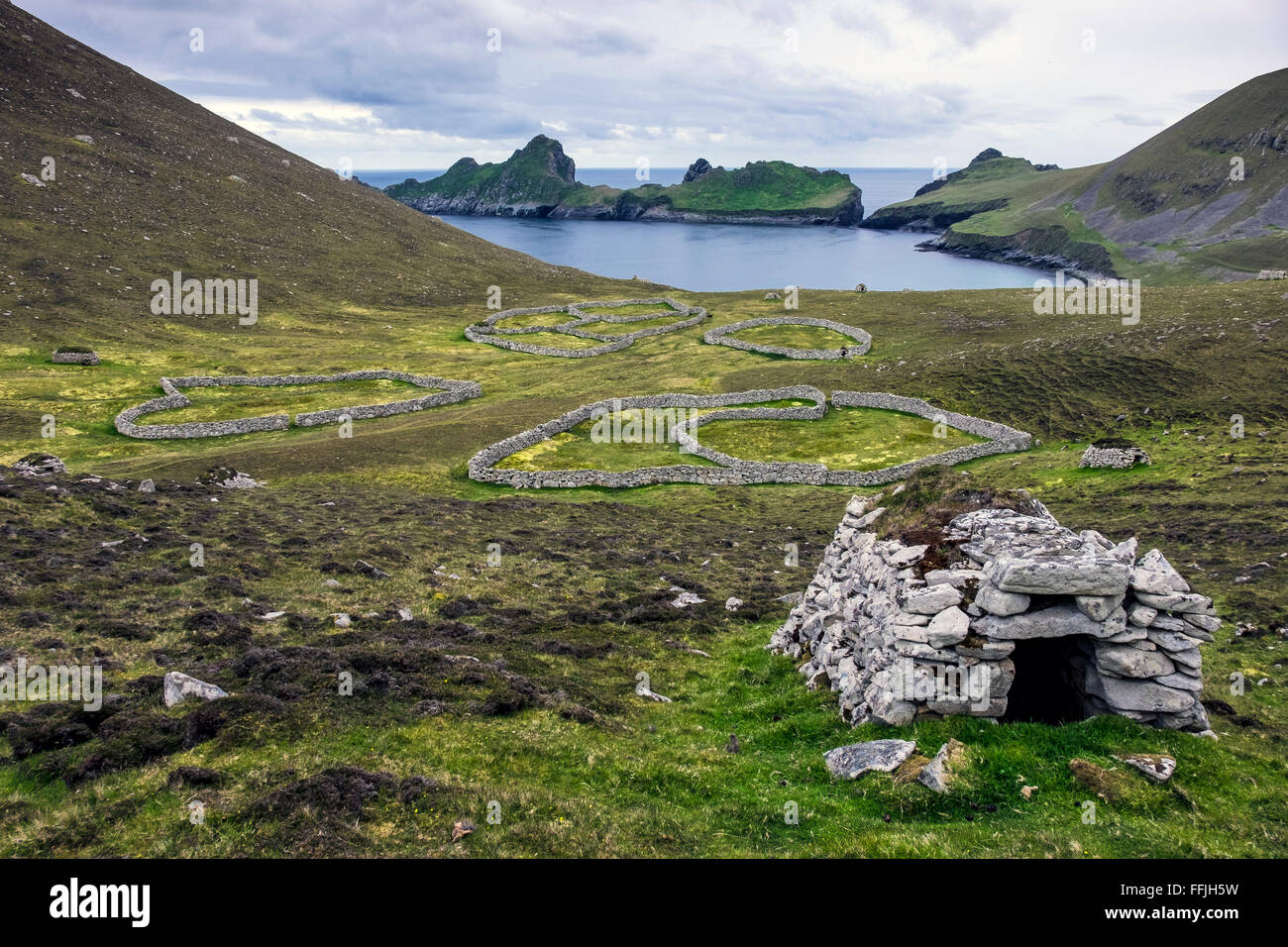 Stollen-Gehäusen Fanks Stein trocken Deich St kilda Stockfoto