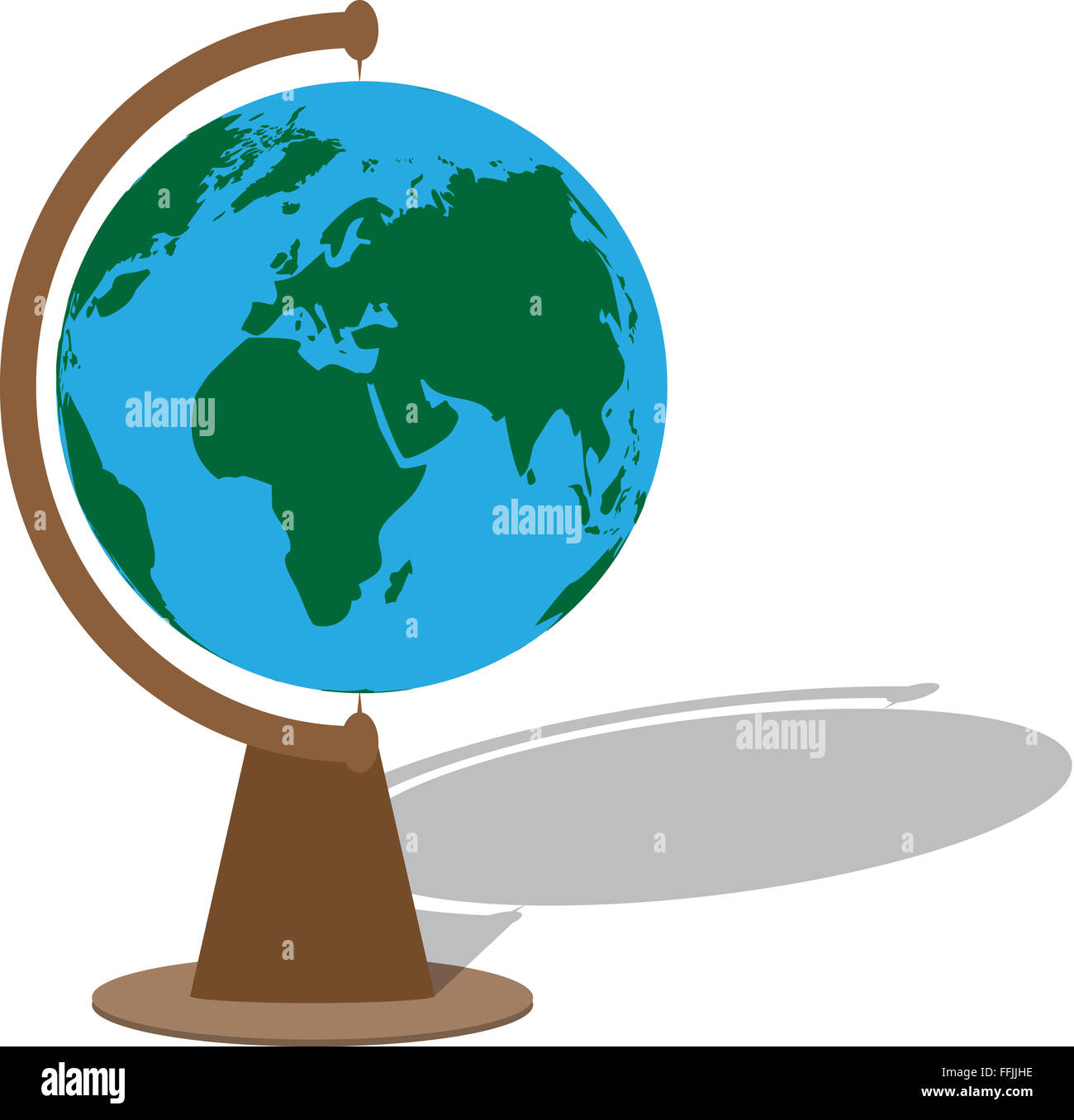 Globus mit Schatten. Kugel-Planet, Kugel Kugel, Erde, Karte-Geographie. Vektor-abstrakte flaches Design-illustration Stockfoto