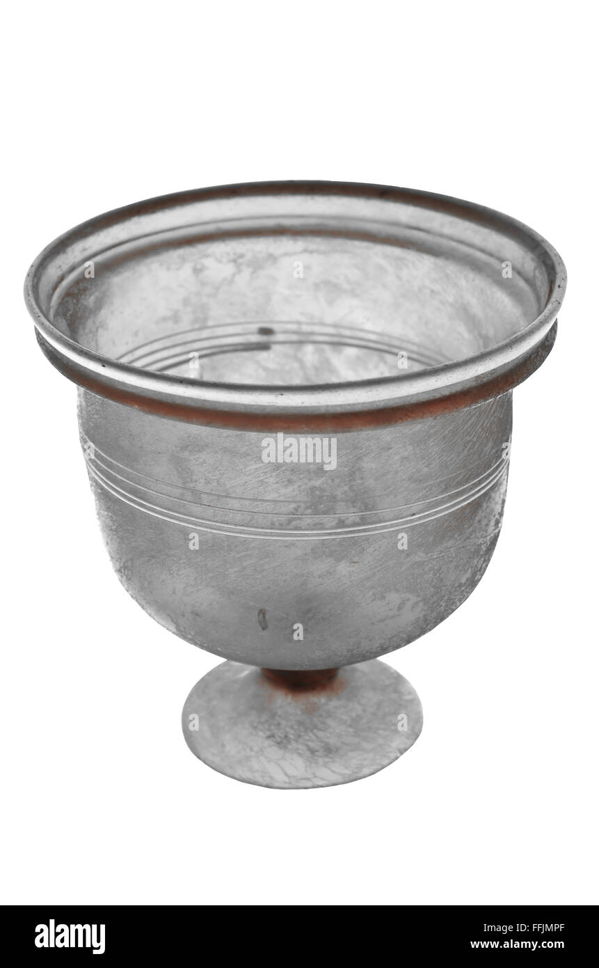 Antike römische Vase aus klarem Glas mit 4 gravierten Ringen auf einem Ständer hergestellt Stockfoto