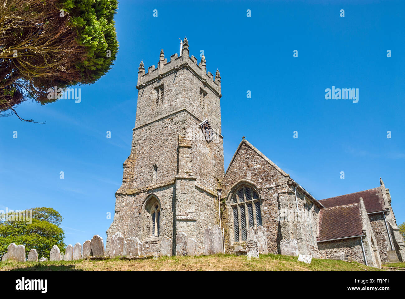 All Saints Church in dem Dorf Godshill, Isle Of Wight, England. Stockfoto