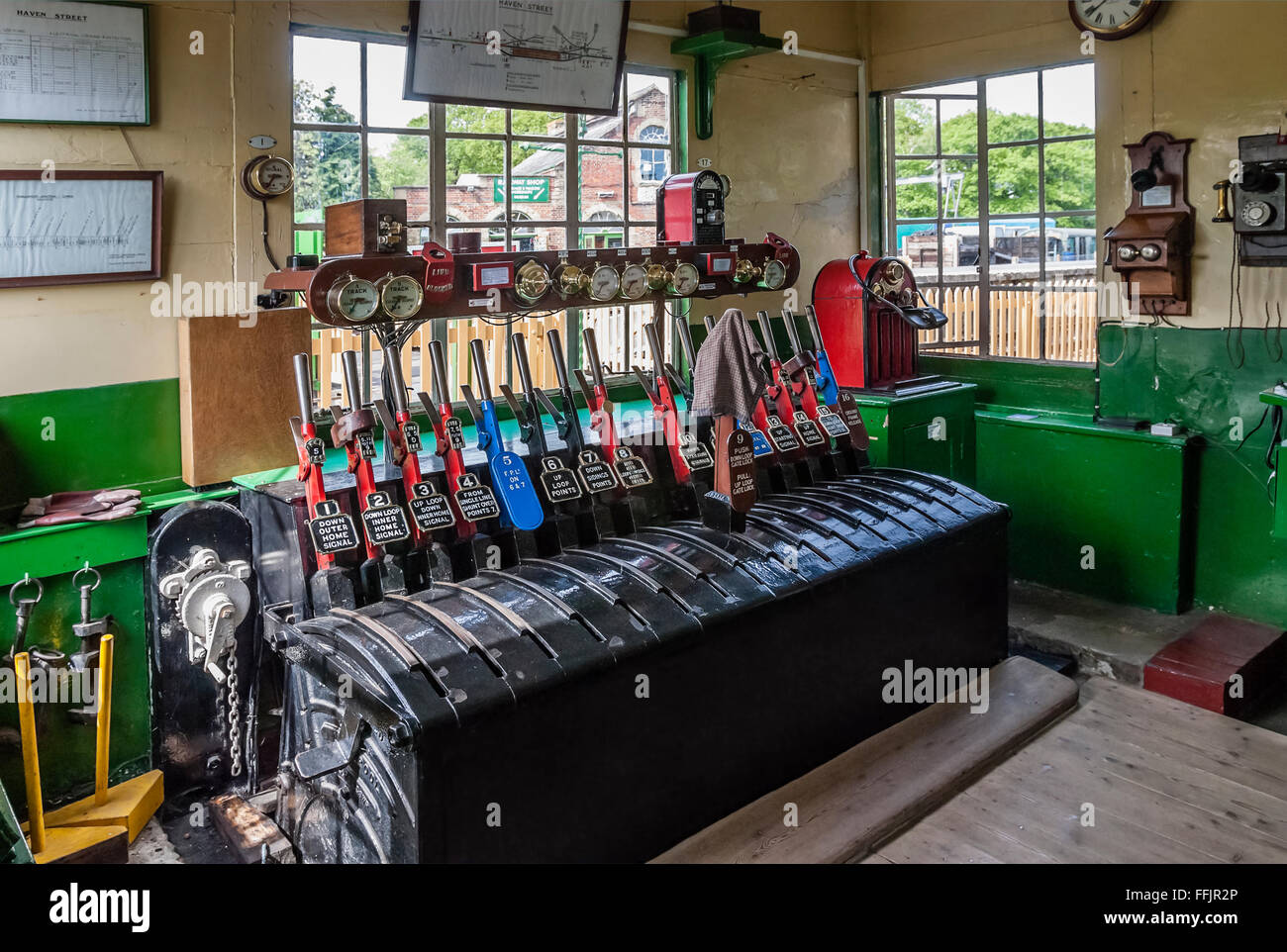 Historische Signalbox an der Havenstreet Station der Isle of Wight Steam Railway Line, South East England Stockfoto