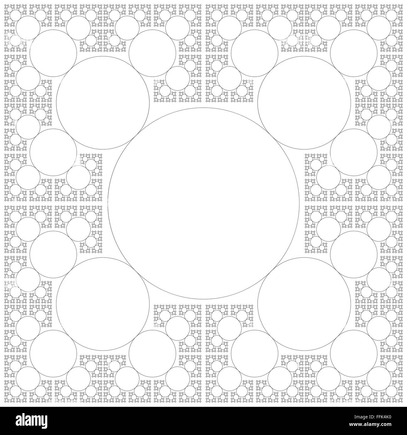 Vektor schwarze Farbe Kreis sakrale Geometrie Fraktal abstrakte Dekoration Illustration weißen Hintergrund isoliert Stock Vektor