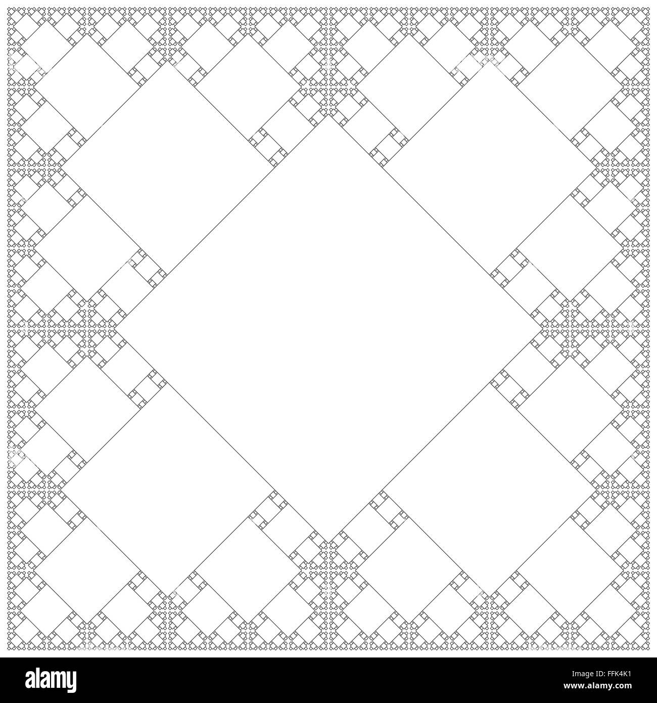 Vektor-schwarzen Farbe Quadrat sakrale Geometrie Fraktal abstrakte Dekoration Illustration weißen Hintergrund isoliert Stock Vektor