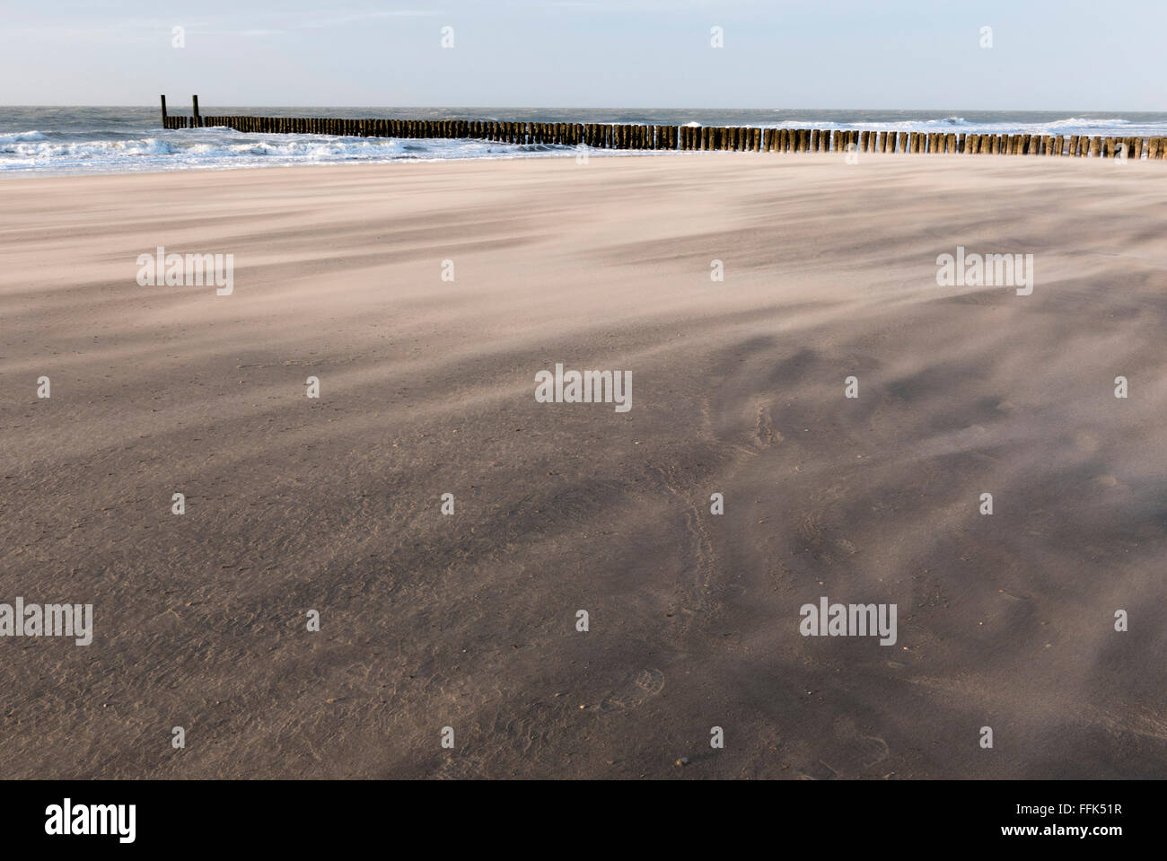 Sandstrand, Domburg, Nordsee-Küste, Provinz Seeland, Niederlande | Sandstrand, Domburg, Nordseeküste, Zeeland, Niederlande Stockfoto