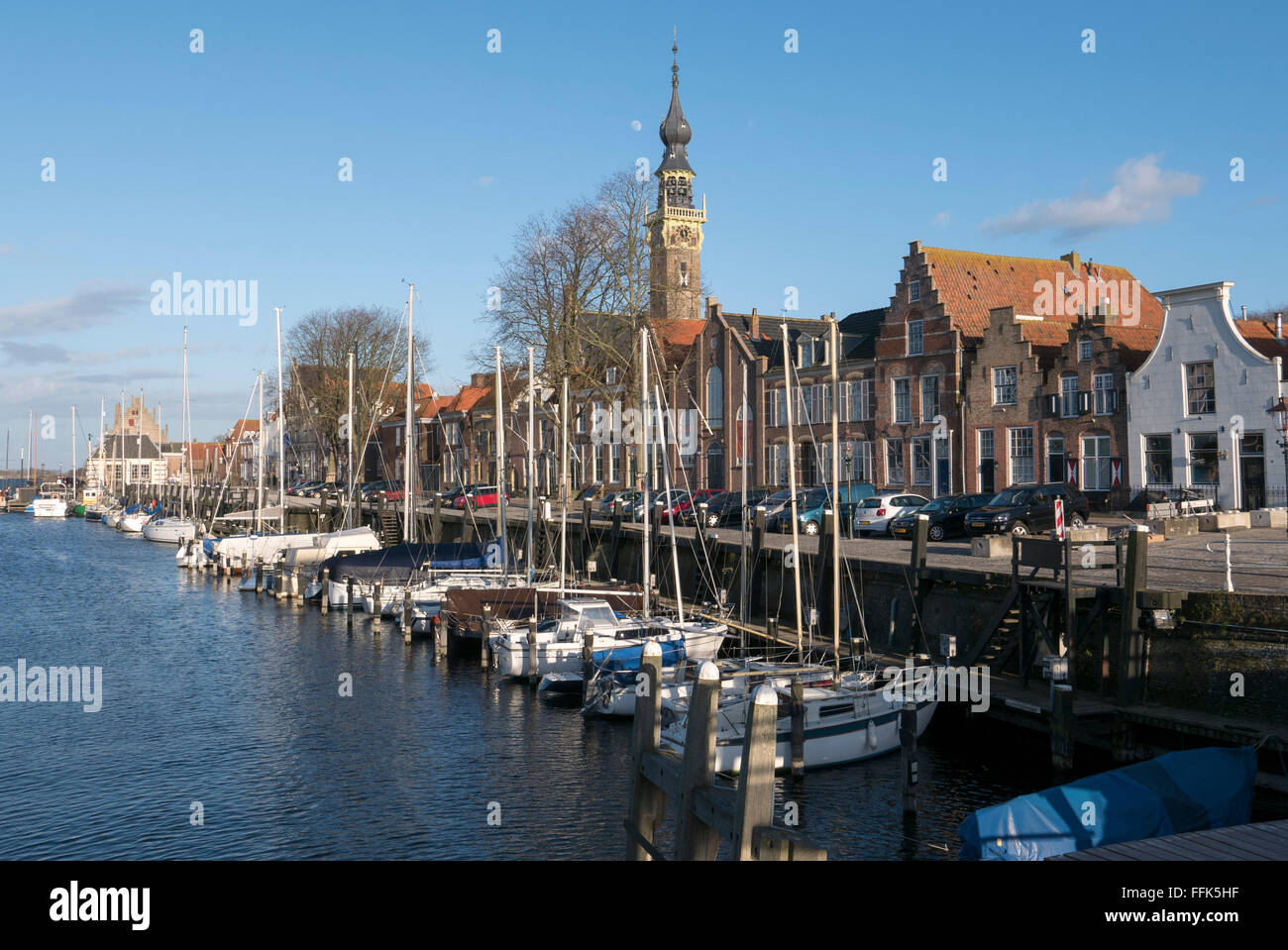Hafen von Veere, Provinz Seeland, Niederlande | Hafen von Veere, Zeeland, Niederlande Stockfoto
