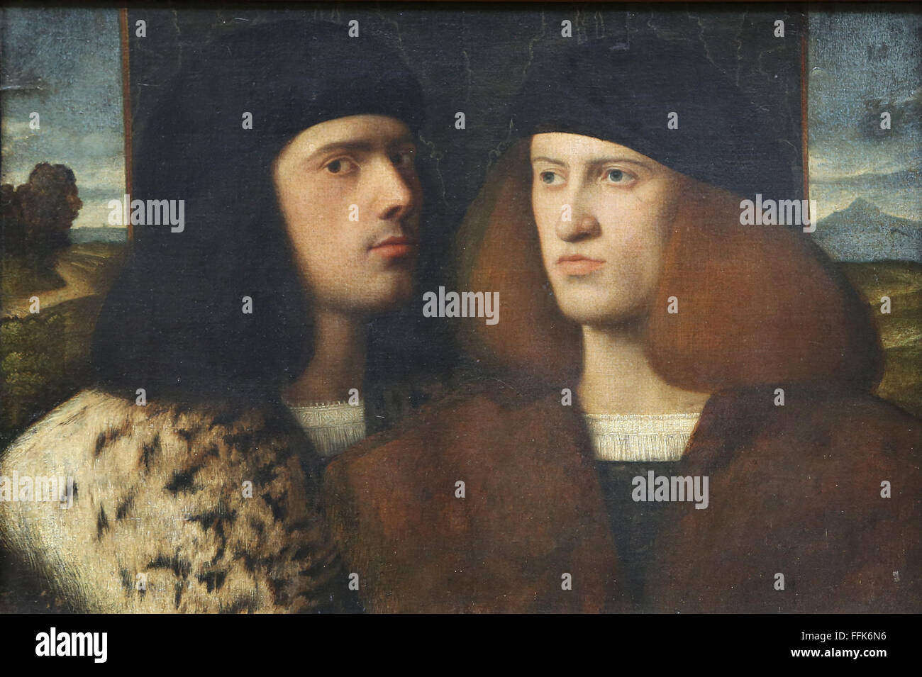Porträt von zwei jungen Männern. 16. Jahrhundert. Renaissance. Unbekannter Künstler. Louvre-Museum. Paris. Frankreich. Stockfoto