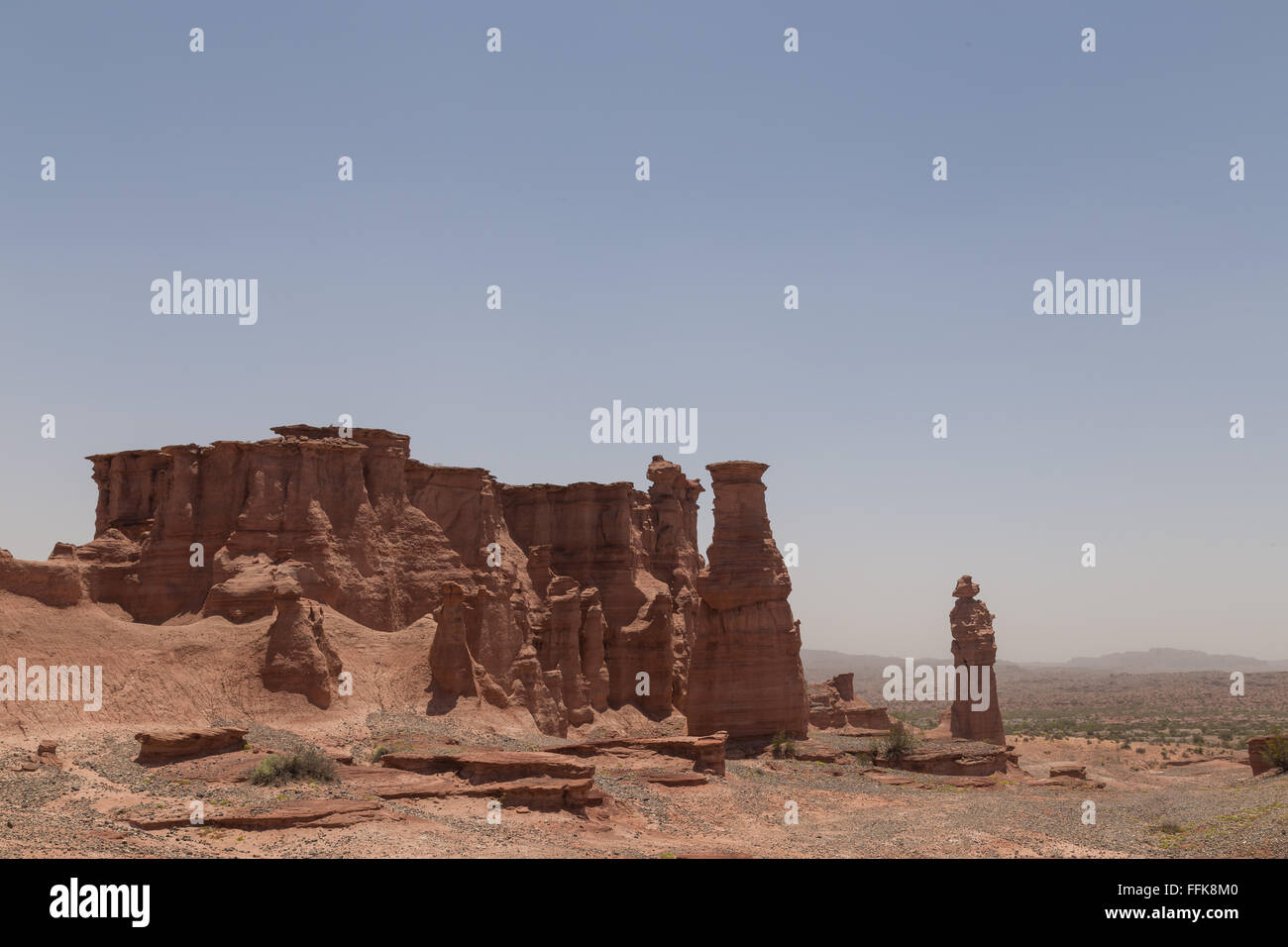 Foto von Felsformationen im Talampaya Nationalpark in Argentinien. Stockfoto