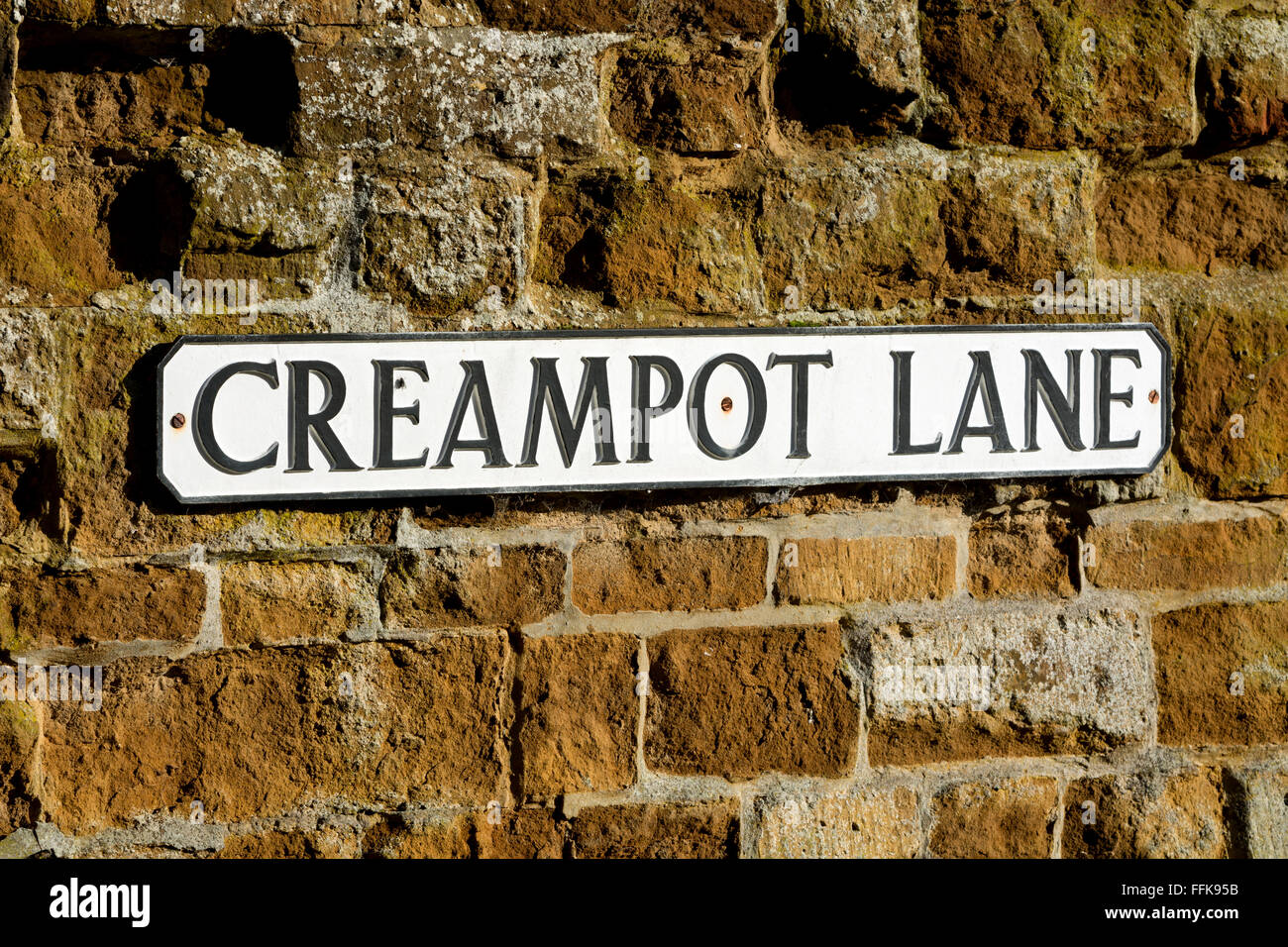 Creampot Lane Zeichen, Cropredy, Oxfordshire, England, UK Stockfoto