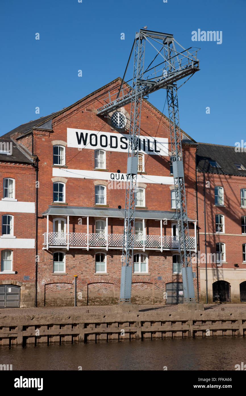 Woodsmil Quay, Fluss Ouse, York, Yorkshire, England Stockfoto