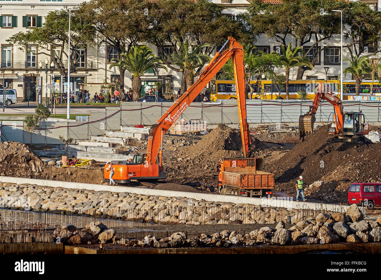Landgewinnung aus dem Meer Funchal Madeira Stockfoto