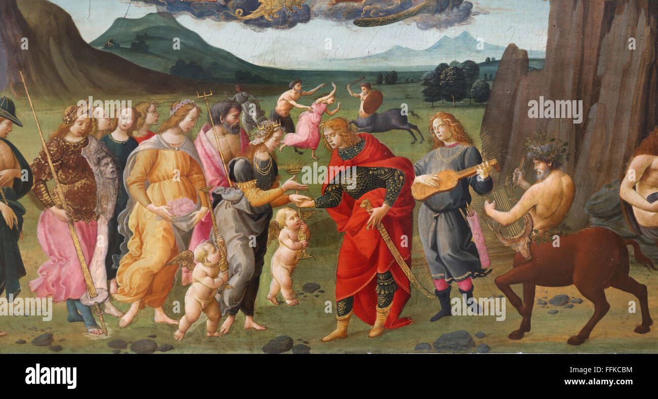 Die Hochzeit der Thetis und Peleus, 1490, von Bartolomeo di Giovanni (1465-1494). Tempera auf Holz. Frührenaissance. Louvre. Stockfoto