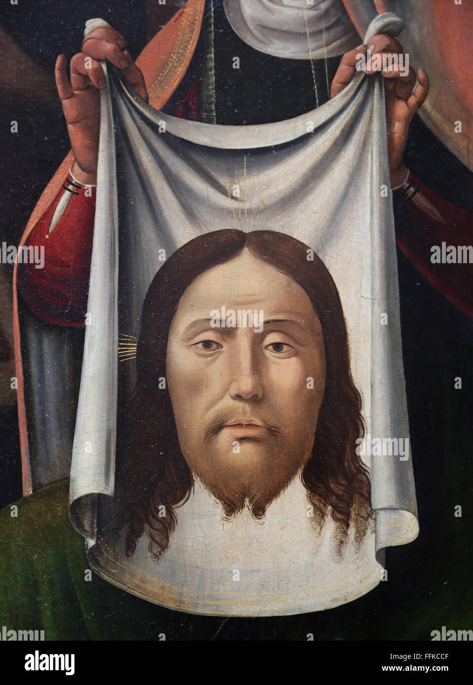 Christus mit dem Kreuz 1466. Vom italienischen Maler Biagio d ' Antonio (1446-1508). Detail-Saint Veronica. Renaissance. Louvre. Stockfoto