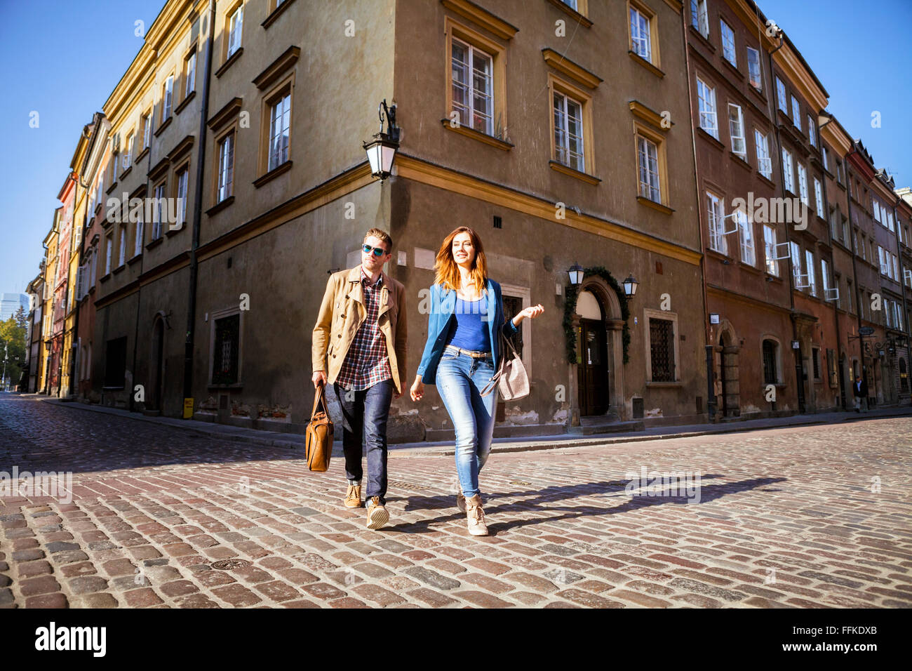 Mitte erwachsenes paar auf einer Städtereise in Warschau Stockfoto