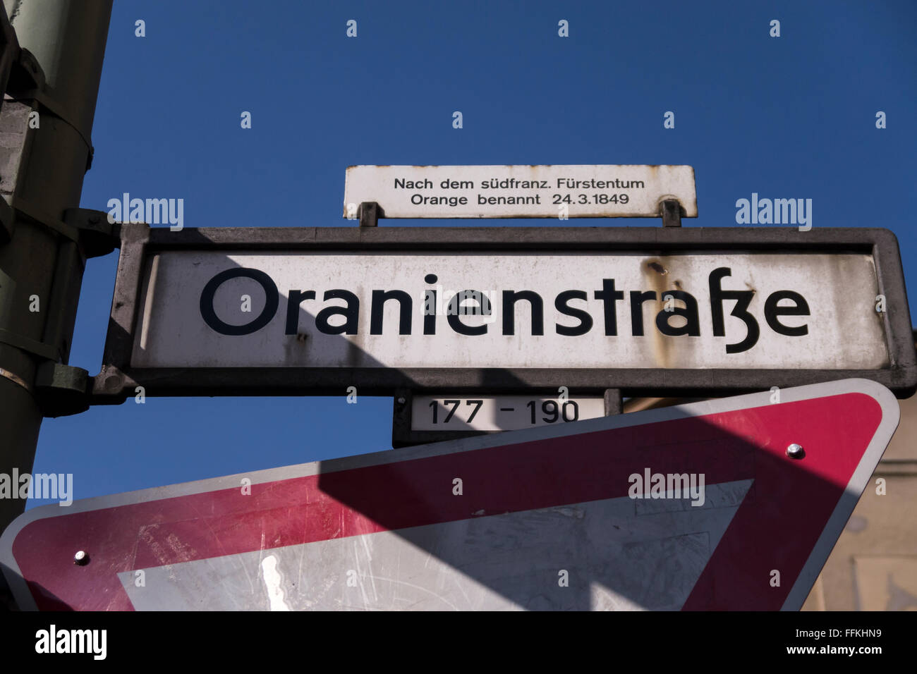 Schild des Oranienstreet in berlin Stockfoto