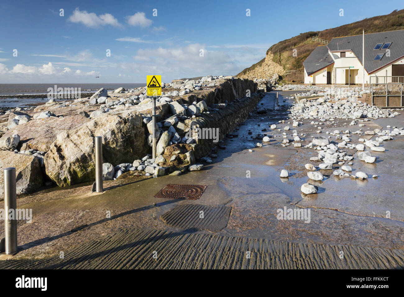 Col-Huw Strand, Llantwit Major in der Vale von Glamorgan, South Wales UK, nach einem Sturm. Stockfoto