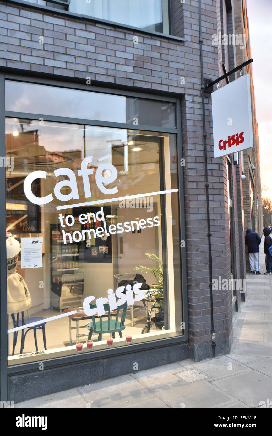 Stroud Green Road, London, UK. 15. Februar 2016. Krise Nächstenliebe für alleinstehende Obdachlose Café eröffnen Finsbury Park Stockfoto