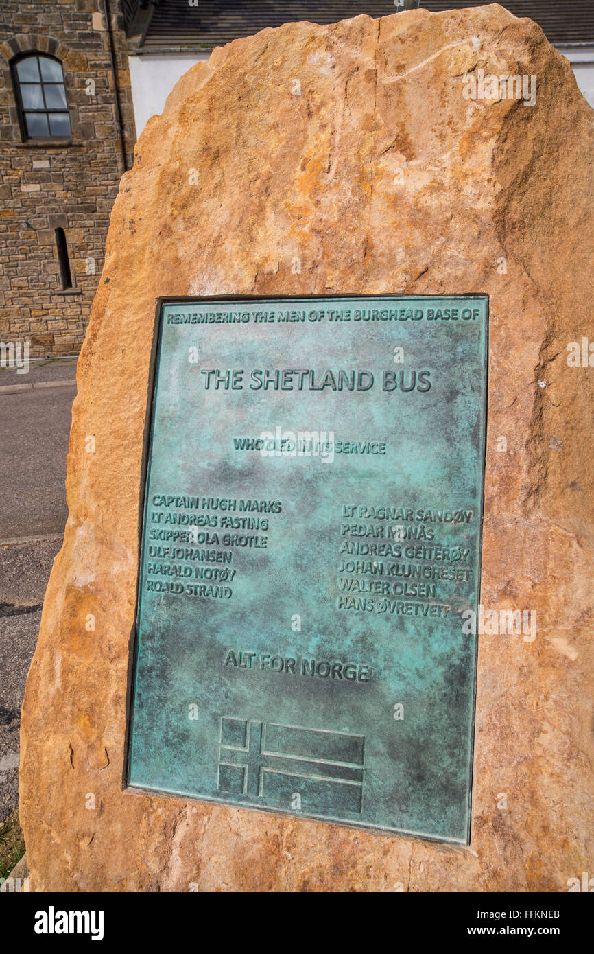 Burghead Shetland Bus Denkmal in Schottland. Stockfoto
