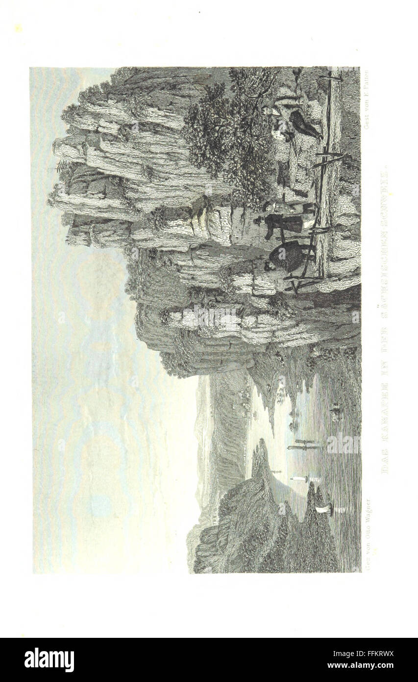 Dieser historische Reiseführer erkundet die Städte Leipzig, Meißen, Dresden und die Sächsische Schweiz. Sie bietet detaillierte Reiseberatung für die Erkundung der malerischen Gegenden Sachsens in Deutschland. Stockfoto