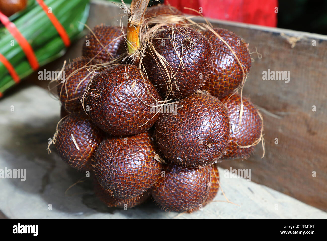 Ein Bündel von Salak, so genannte Snake Fruit in Indonesien Stockfoto