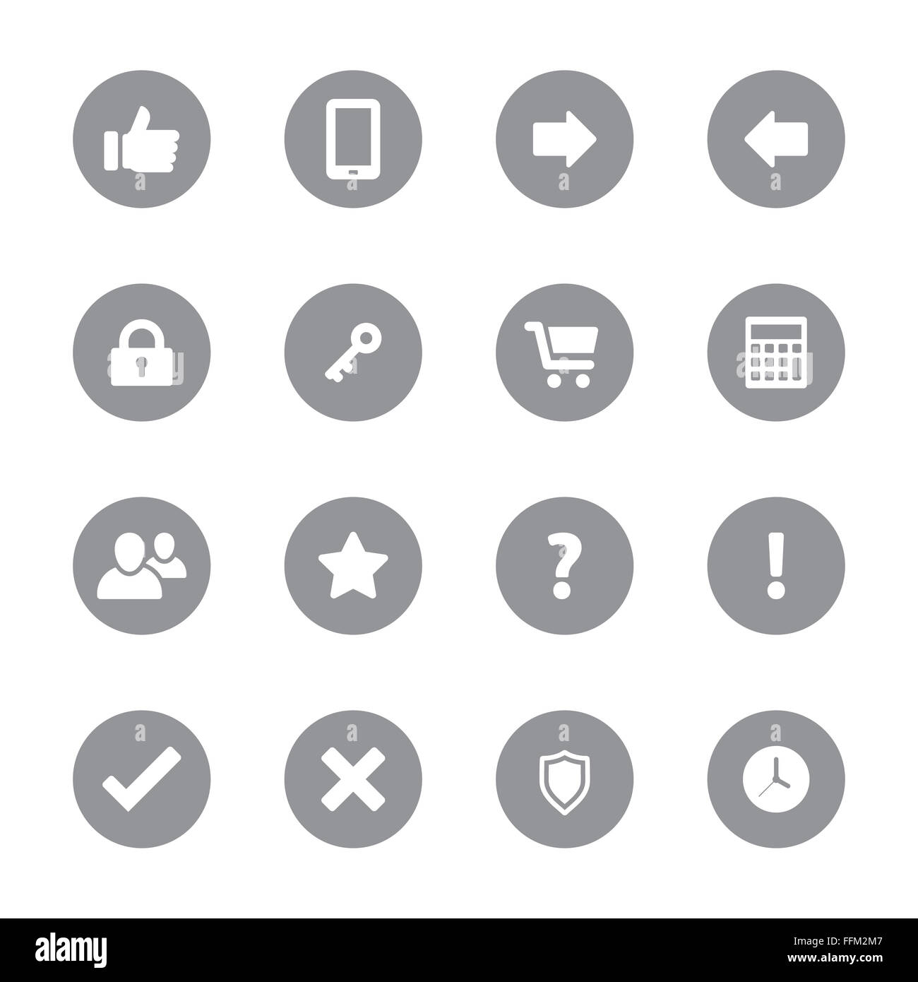 [JPEG] Web Icon set 2 auf grauen Kreis für Web-Design, User-Interface (UI), Infografik und mobilen Anwendungen (apps) Stockfoto