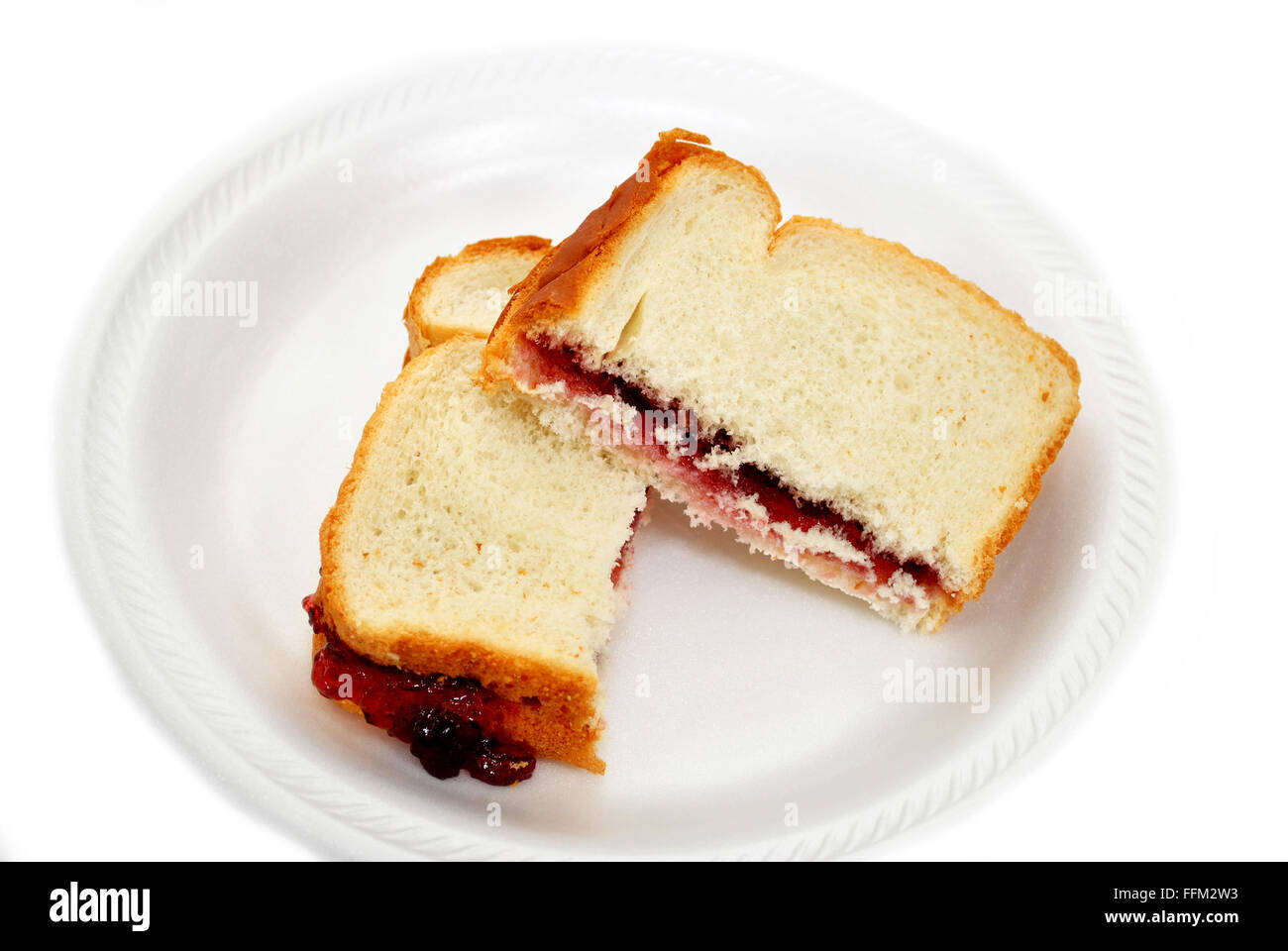 Gelee-Sandwich in zwei Hälften geschnitten Stockfoto