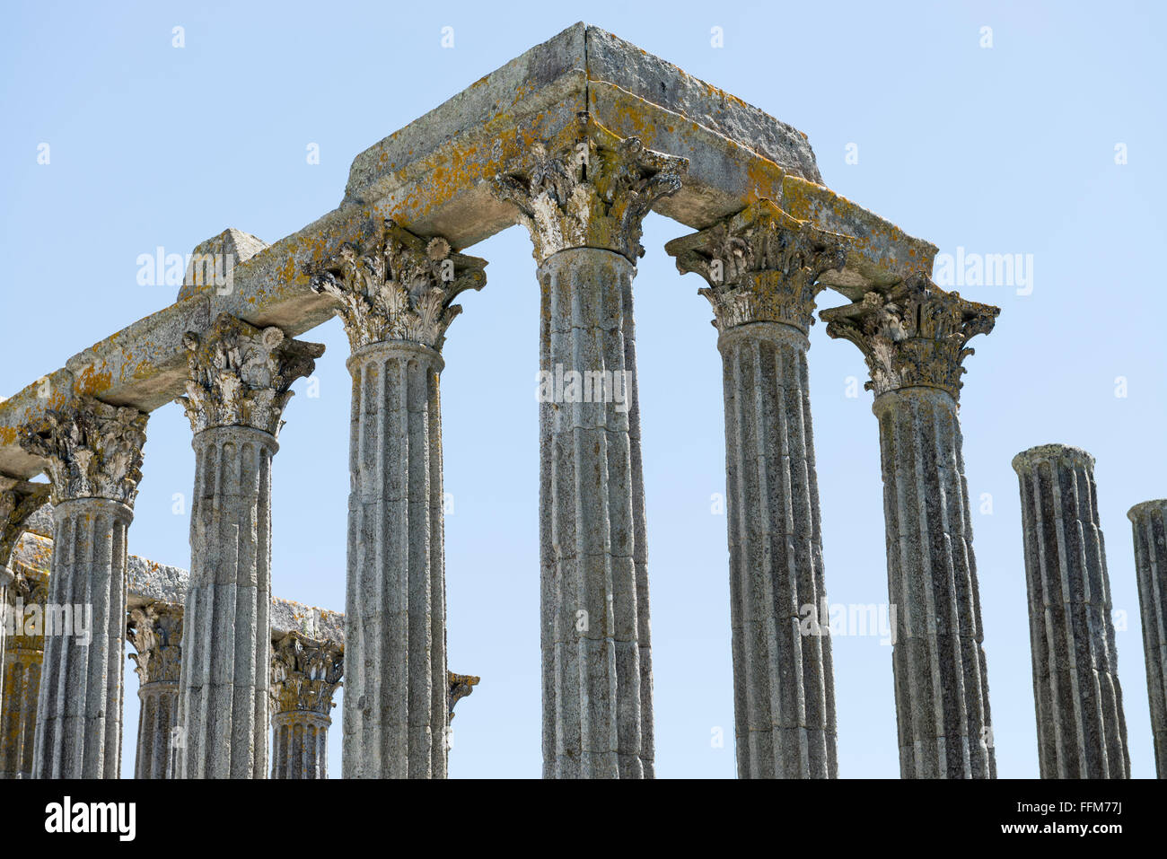 Dianna Tempel in Évora. Antike römische Tempel in der Altstadt von Evora, Portugal Stockfoto