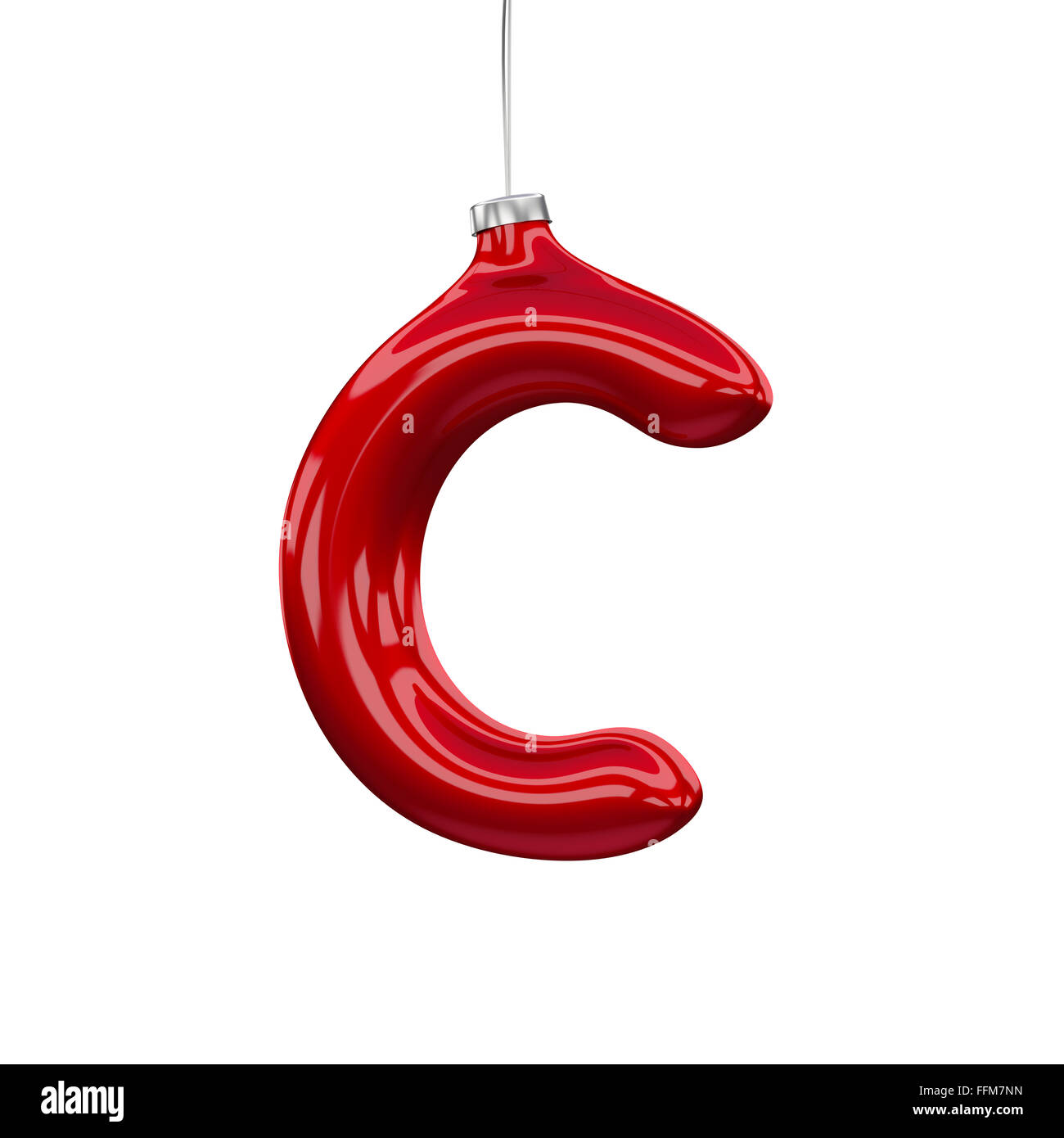 Weihnachtsbaum-Schriftart: C Brief isoliert auf weiss Stockfoto