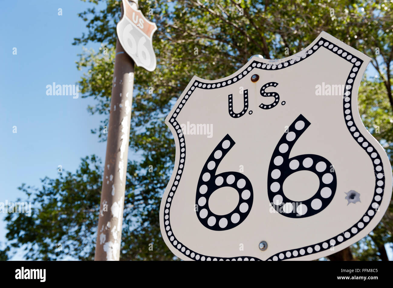 Route 66 Schild in Seligman Arizona Stockfoto