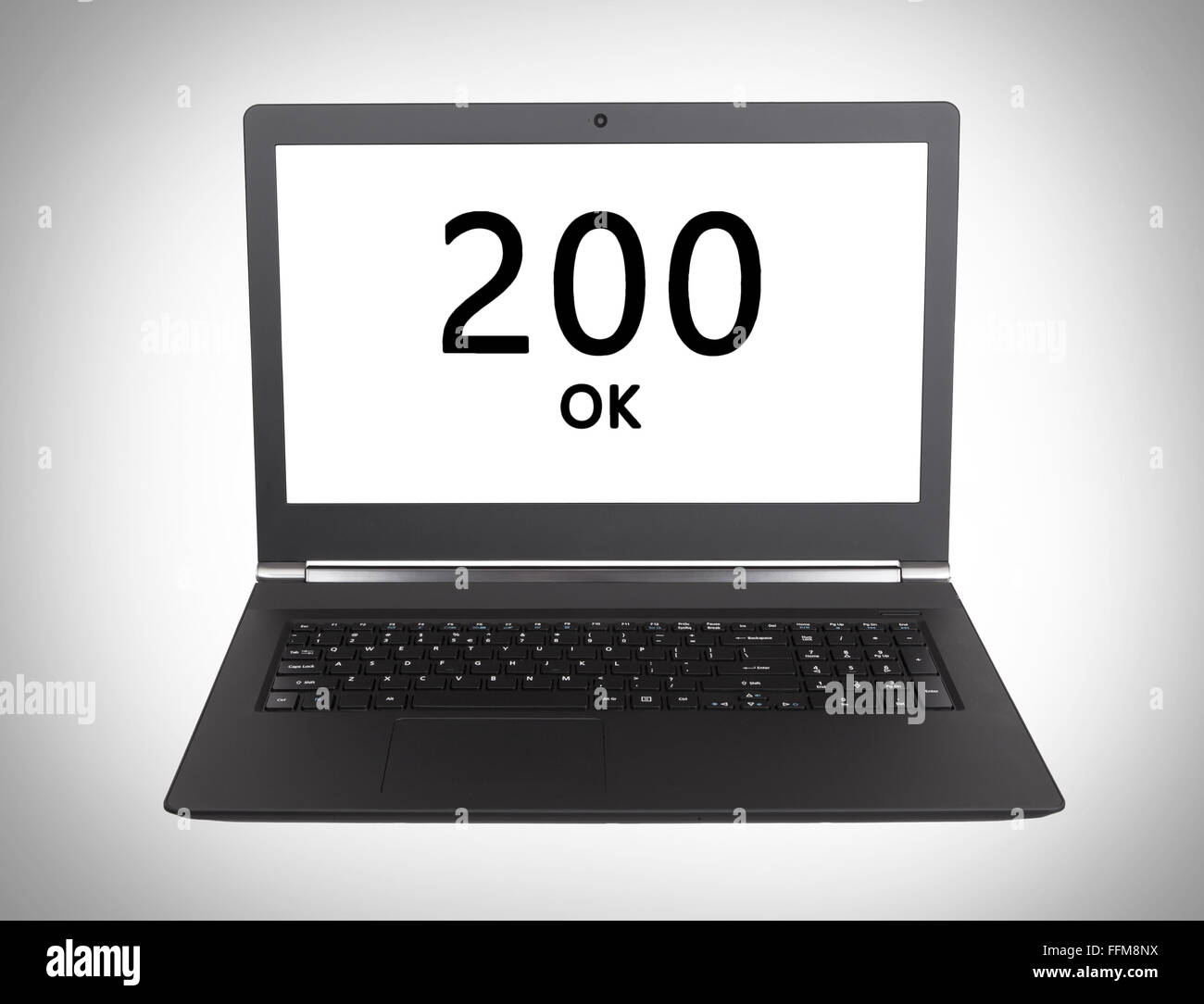 HTTP-Statuscode auf einem Laptop-Bildschirm - 200, "OK" Stockfoto