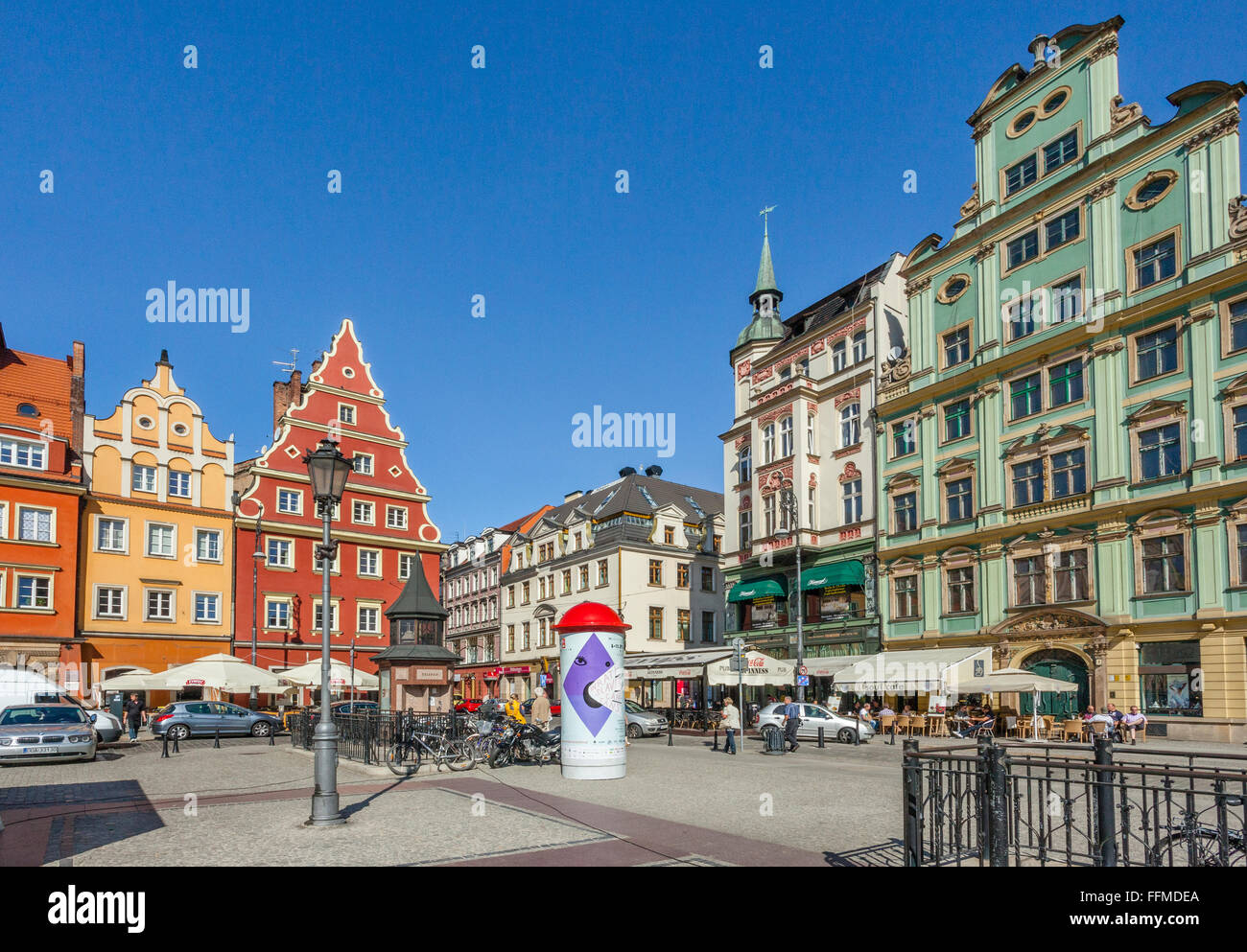 Polen, Niederschlesien, Wroclaw (Breslau), Patrizierhäuser am Salz-Marktplatz Stockfoto