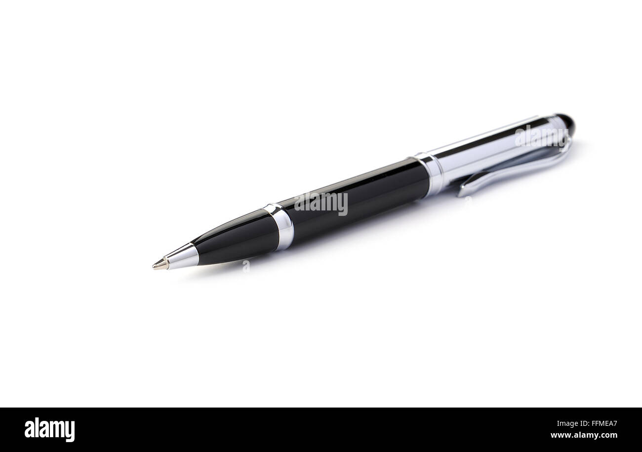 Schwarzem Kugelschreiber auf einem weißen Hintergrund, flachen DOF Stockfoto