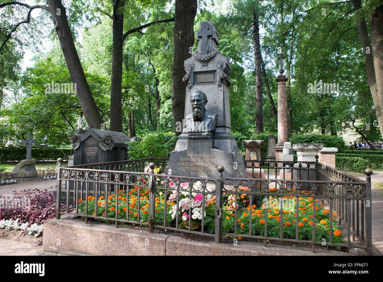 Fjodor Michailowitsch Dostojewski, Alexander Newski Lavra. Tikhvin Friedhof, Sankt Petersburg, Russland, Stockfoto