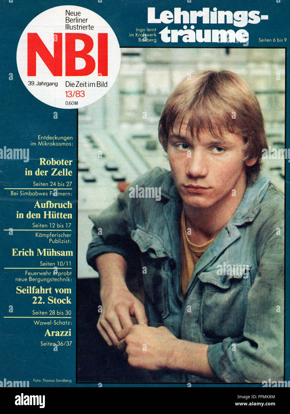 Presse / Medien, Zeitschriften, Neue Berliner Illustrierte, Cover, 39. Band, Nummer 13/83, Cover, Lehrling, Berlin, 1983, Zusatzrechte-Clearences-nicht vorhanden Stockfoto