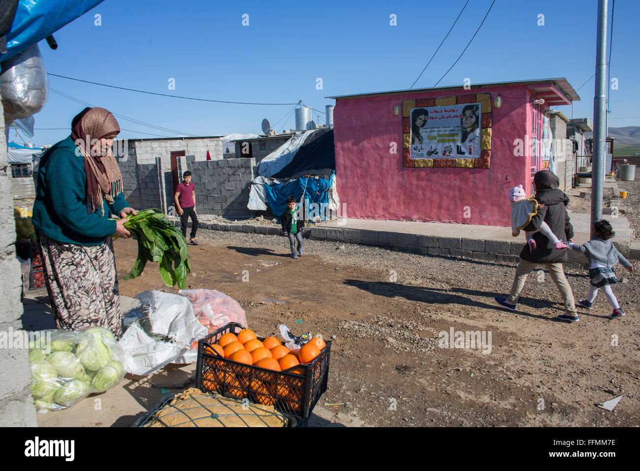 Kleinunternehmen im Flüchtlingslager im Nordirak Stockfoto