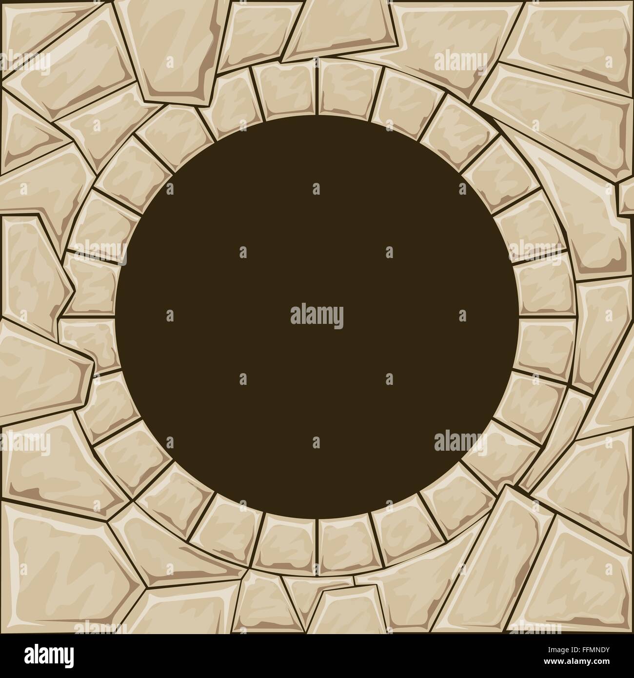 Runder Stein Rahmen Stock Vektor
