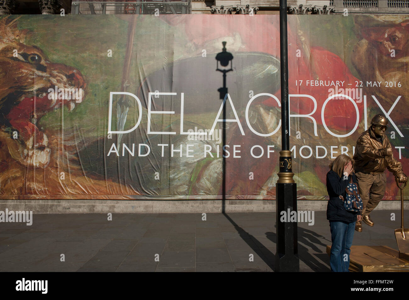 National Gallery, London, UK. 16. Februar 2016. Delacroix und die Rise of Modern Art, die erste große Präsentation von Delacroix Kunst in Großbritannien seit mehr als 50 Jahren seine dynamische Karriere-Umfragen und bewegt sich dann darüber hinaus zur Bewertung zum ersten Mal des Einfluss, den er für fünf Jahrzehnte nach seinem Tod bis in den frühen Jahren des 20. Jahrhunderts ausgeübt. Bildnachweis: Artsimages/Alamy Live-Nachrichten Stockfoto