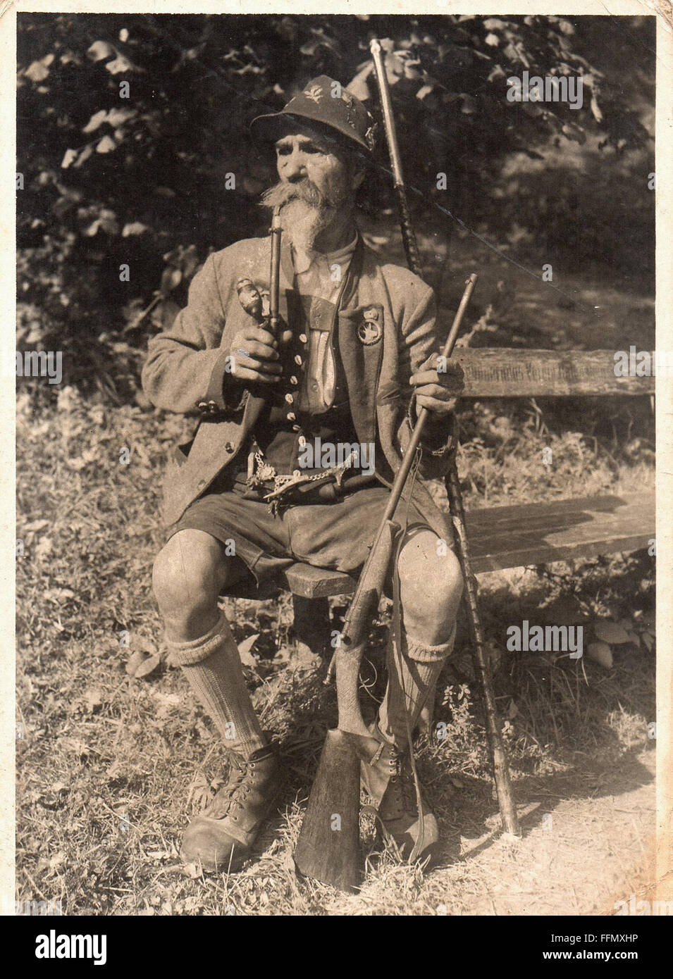 Jäger in Niederösterreich - Ansichtskarte - 1900 Stockfoto
