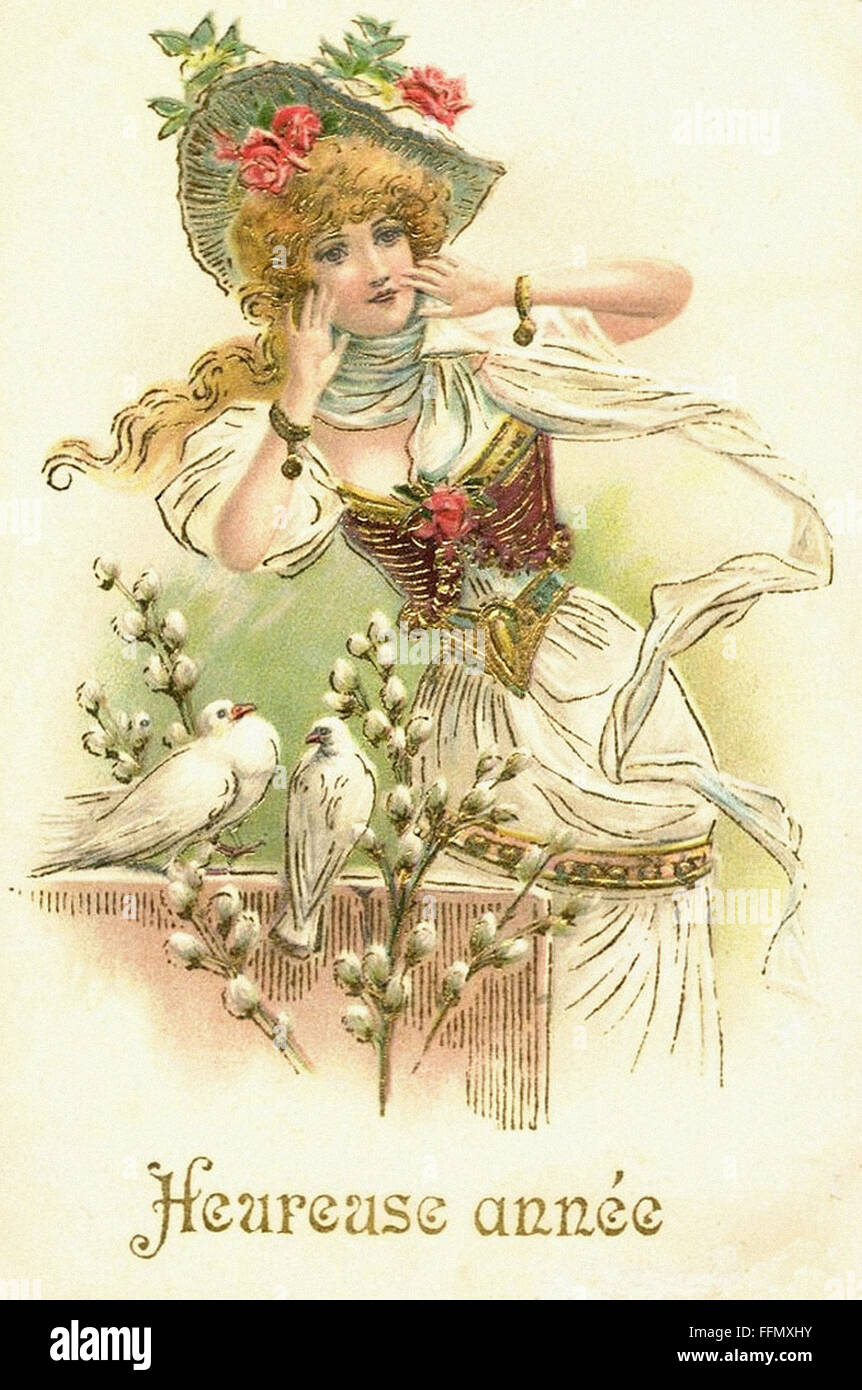Beide Année - Belle-Époque - Ansichtskarte - 1900 Stockfoto