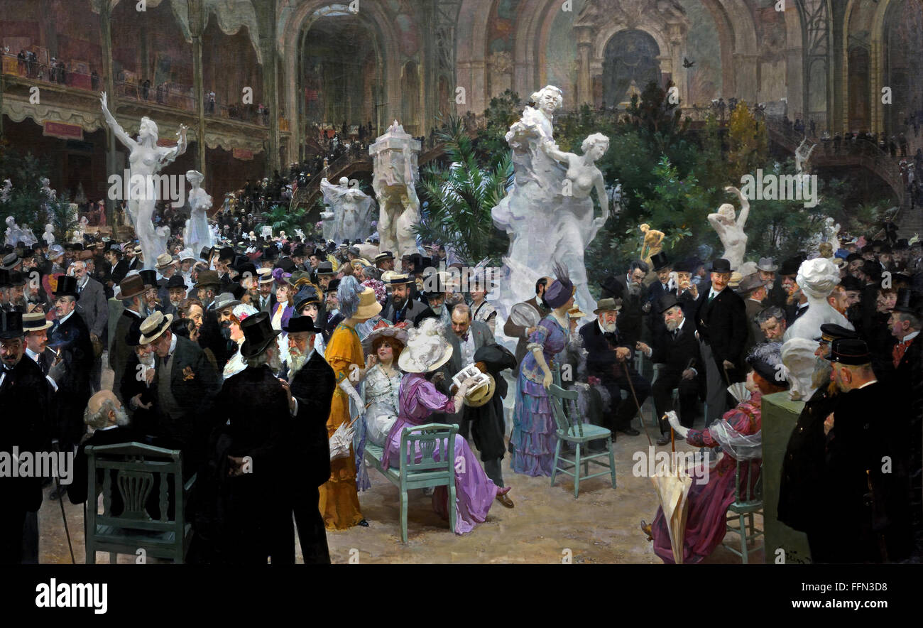 UN-VENDREDI AU SALON DES ARTISTES - Freitag, eine Ausstellung von Französisch Künstler FRANÇAIS 1911 JULES ALEXANDRE GRÜN (1868-1938) Frankreich Französisch (Jules Alexandre Grün macht dieses immense Array von mehr als sechs Meter breit für den französischen Künstler Salon 1912.) Stockfoto