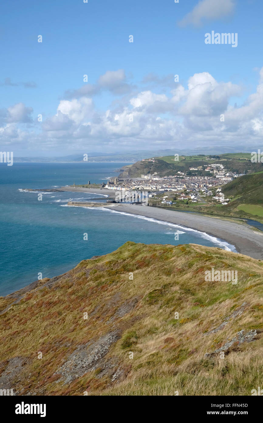 Die Stadt von Aberystwyth University betrachtet von Süden. Stockfoto