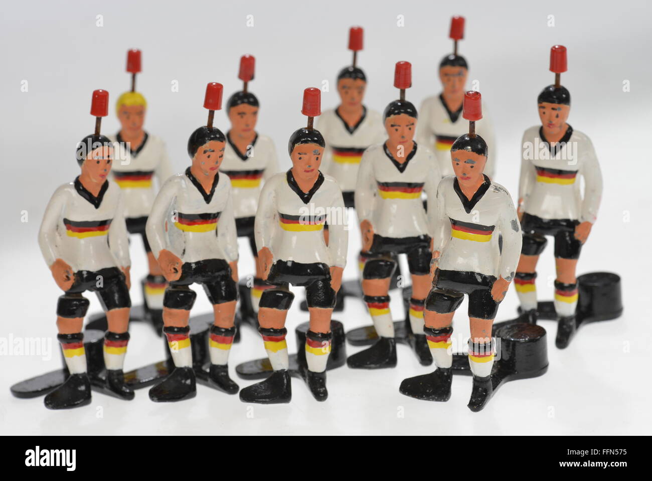 Spielwaren, Tischfußball, Deutsche Nationalmannschaft, alte Tipp-Kick-Figuren, Deutschland, um 1970, zusätzliche-Rights-Clearences-nicht vorhanden Stockfoto