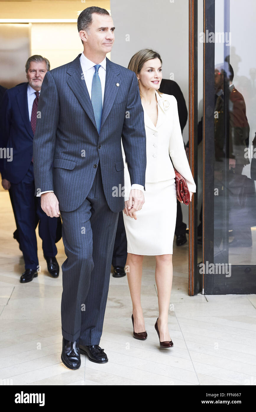 Madrid, Spanien. 16. Februar 2016. König Felipe VI. von Spanien, Königin Letizia von Spanien besucht ein Treffen der Vorstand der Protektion des Prado-Museums im Museo del Prado am 16. Februar 2016 in Madrid © Jack Abuin/ZUMA Draht/Alamy Live News Stockfoto