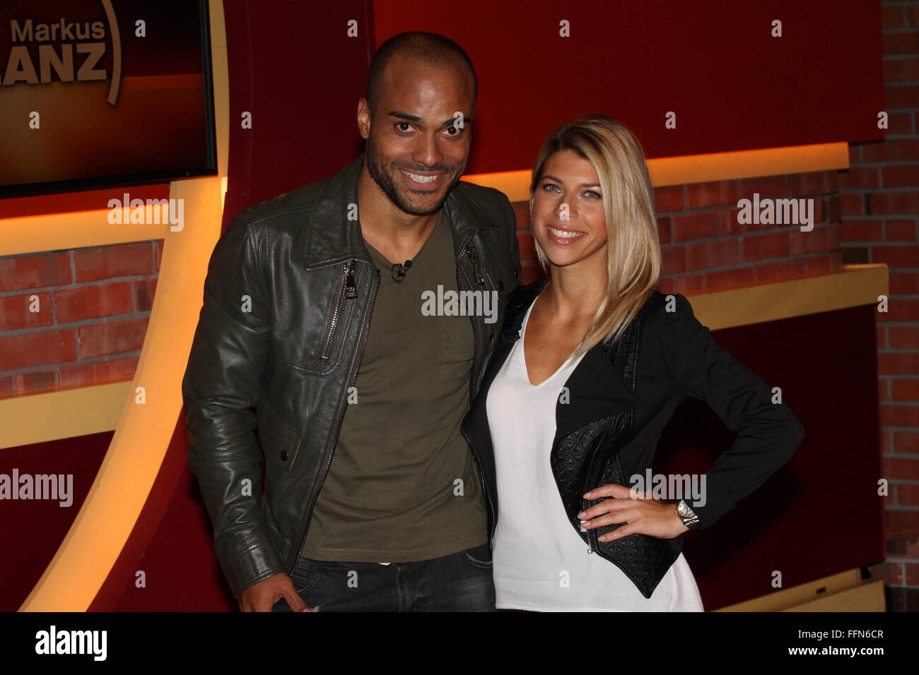 David Odonkor, Suzan Odonkor, Markus Lanz, Hamburg, 1.9.2015, Stockfoto