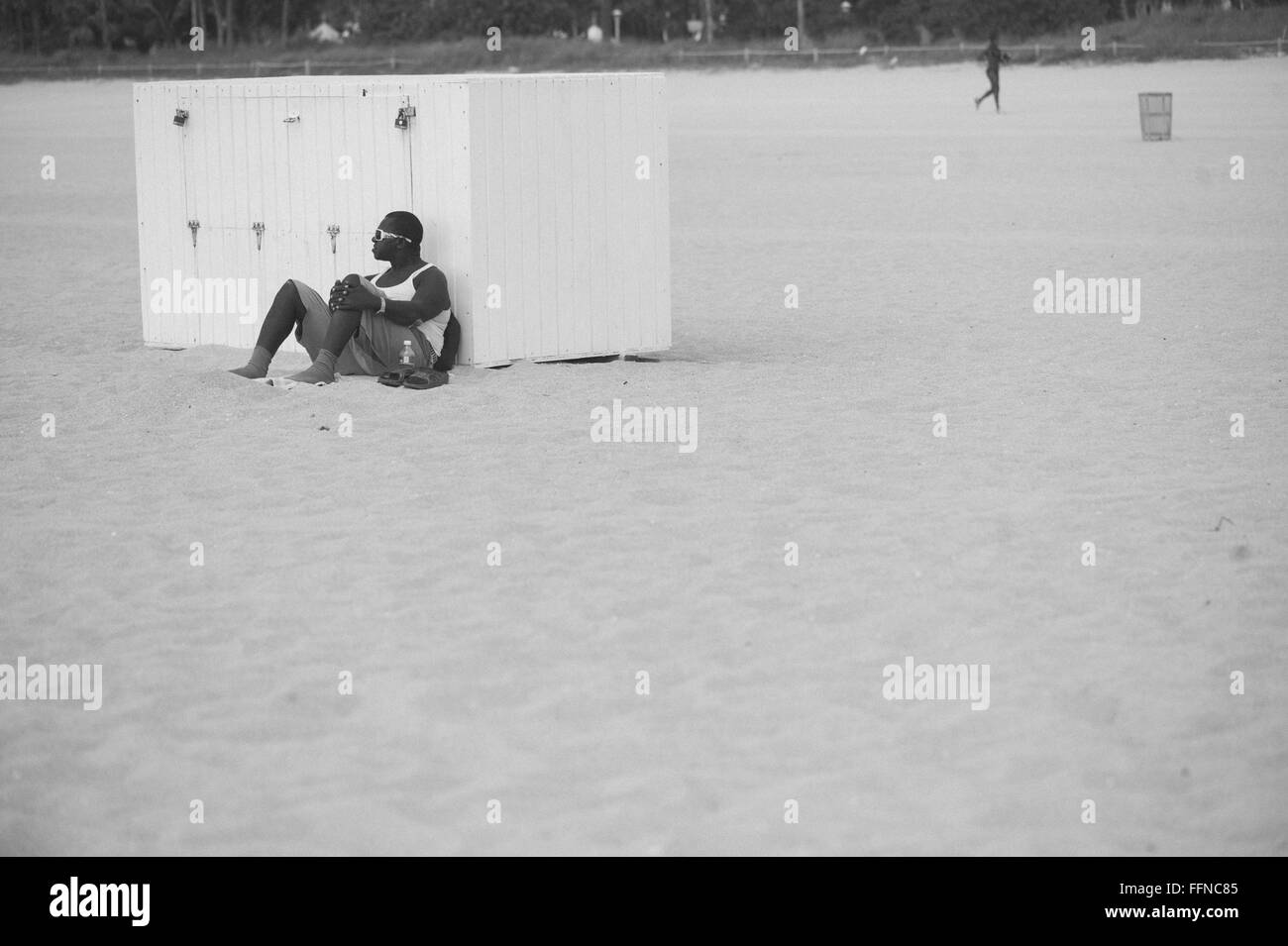 Miami Beach, Florida - Menschen entspannen am Hauptstrand, April Stockfoto