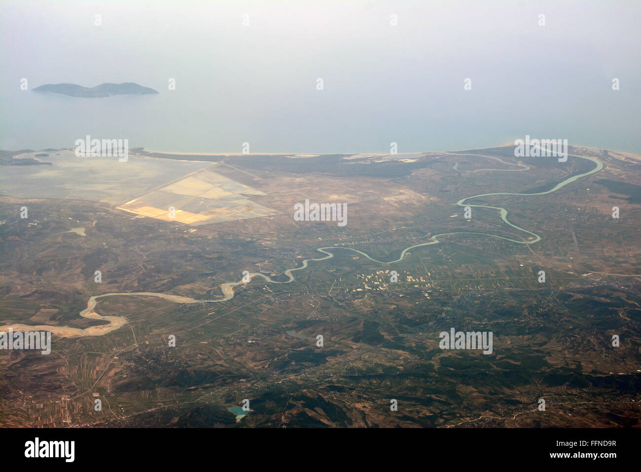 Albanien, Vjosa Fluss, Luftbild Stockfoto