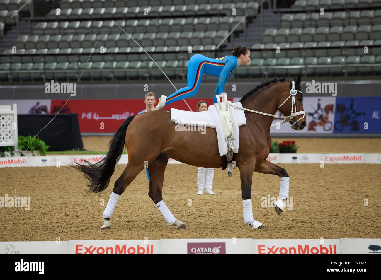 Voltigieren Wettbewerb CHI Al Shaqab 2014. Stockfoto Voltigieren Wettbewerb CHI Al Shaqab 2014. Stockfoto